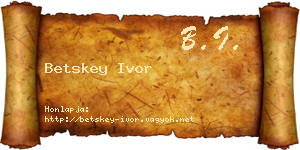Betskey Ivor névjegykártya